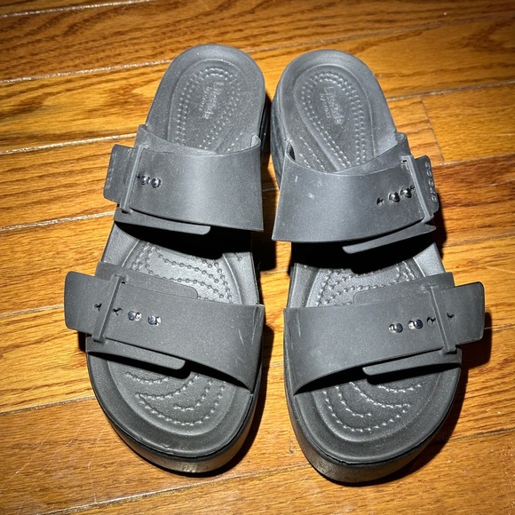 CROCS Shoes - CROCS Black Platform Slide Sandals